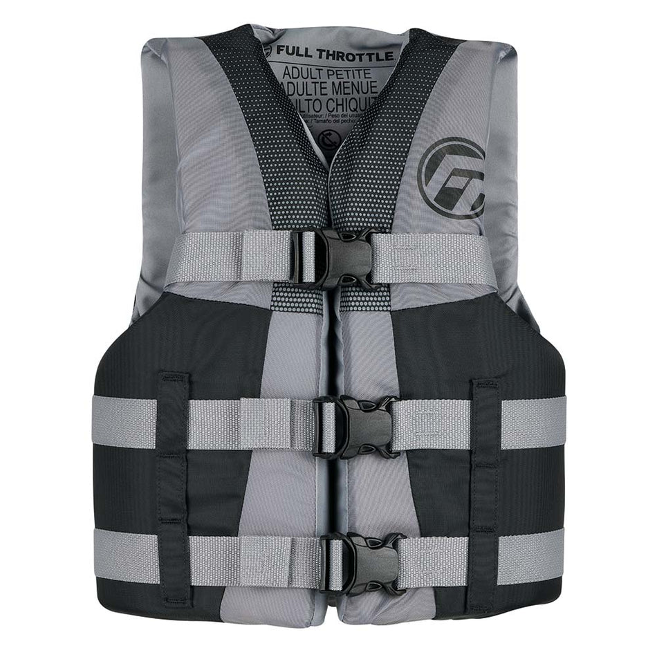 Full Throttle Teen Nylon Life Jacket - Grey/Black 112200-701-010-22 — Quality Boat Parts