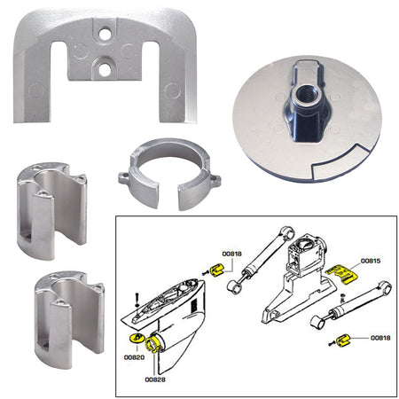 Tecnoseal Anode Kit w/Hardware - Mercury Bravo 1 - Aluminum 20803AL — Quality Boat Parts