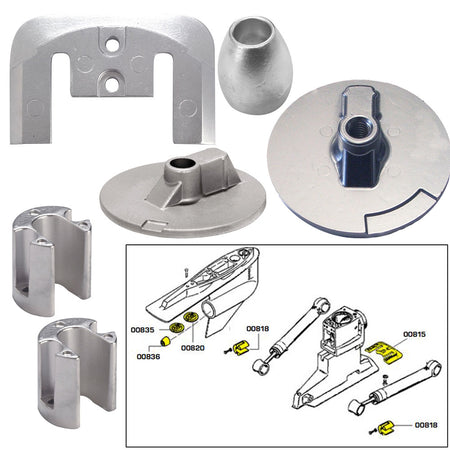 Tecnoseal Anode Kit w/Hardware - Mercury Bravo 3 2004-Present - Aluminum 20805AL — Quality Boat Parts