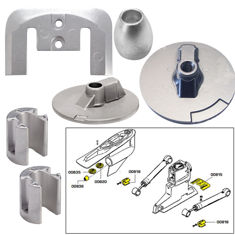 Tecnoseal Anode Kit w/Hardware - Mercury Bravo 3 2004-Present - Magnesium 20805MG — Quality Boat Parts