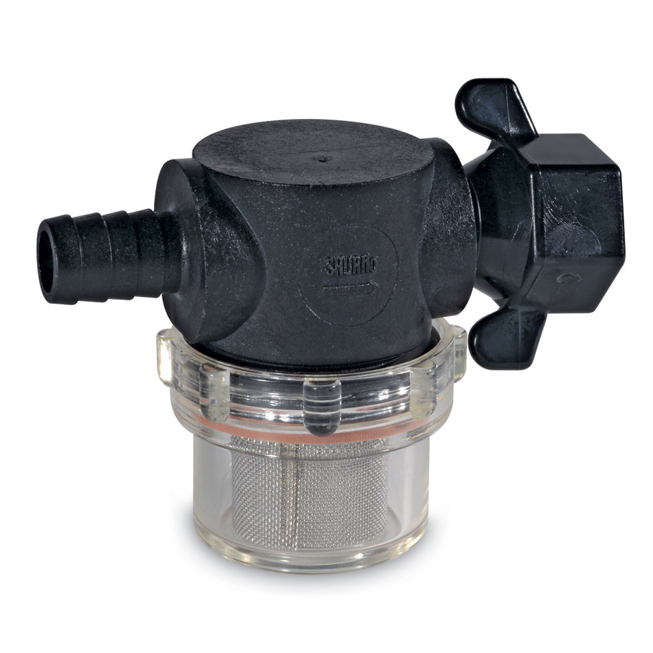 Shurflo by Pentair Swivel Nut Strainer - 1/2" Barb Inlet - Clear Bowl 255-325 — Quality Boat Parts