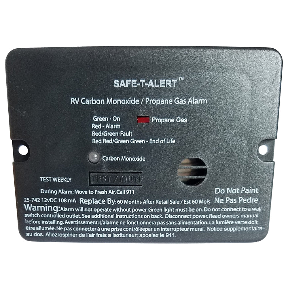Safe-T-Alert Combo Carbon Monoxide Propane Alarm - Flush Mount - Mini - Black 25-742-BL — Quality Boat Parts