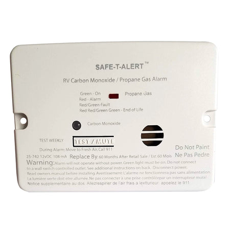 Safe-T-Alert Combo Carbon Monoxide Propane Alarm - Flush Mount - Mini - White 25-742-WHT — Quality Boat Parts