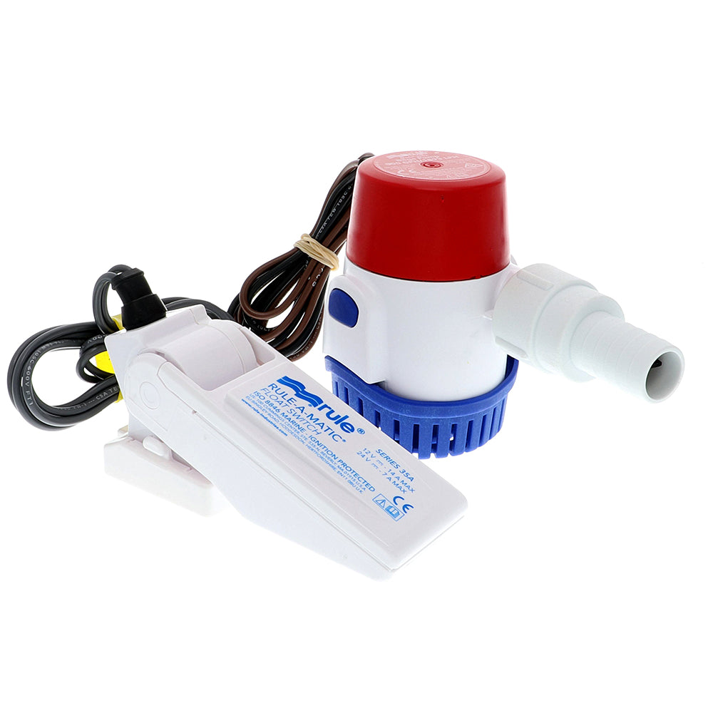 Rule 500 GPH Standard Bilge Pump Kit w/Float Switch - 12V 25DA-35A — Quality Boat Parts