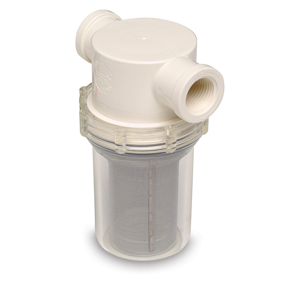 Shurflo by Pentair 1/2" Raw Water Strainer w/Bracket & Fittings - 50 Mesh Screen 253-121-01 — Quality Boat Parts