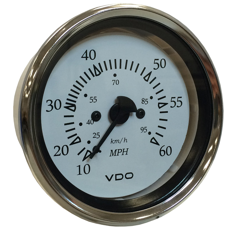 VDO Cockpit Marine 85MM (3-3/8") Pitot Speedometer - 0 to 60 MPH - White Dial/Chrome Bezel 260-15270 — Quality Boat Parts