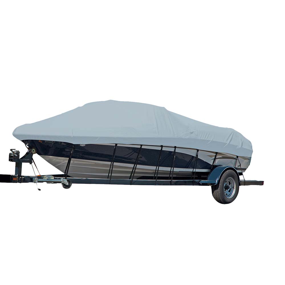 Carver Sun-DURA® Styled-to-Fit Boat Cover f/16.5' Sterndrive V-Hull Runabout Boats (Including Eurostyle) w/Windshield and Hand/Bow Rails - Grey 77116S-11 — Quality Boat Parts