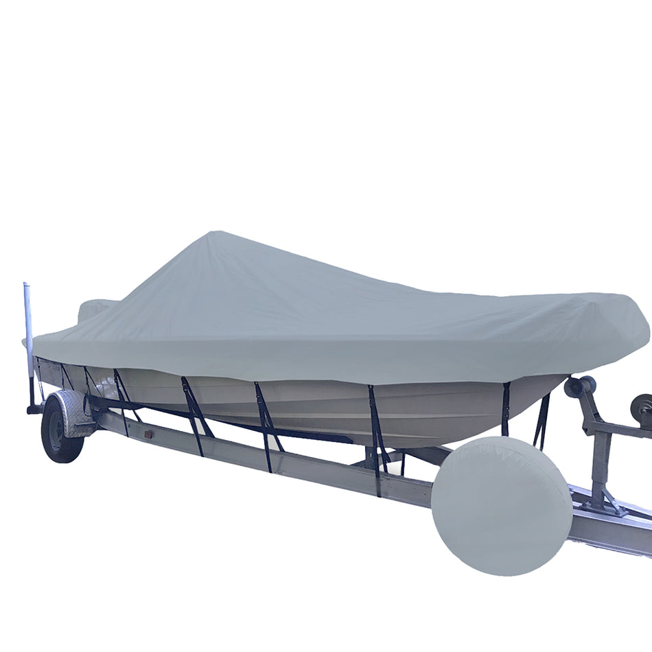 Carver Sun-DURA® Narrow Series Styled-to-Fit Boat Cover f/19.5' V-Hull Center Console Shallow Draft Boats - Grey 71219NS-11 — Quality Boat Parts
