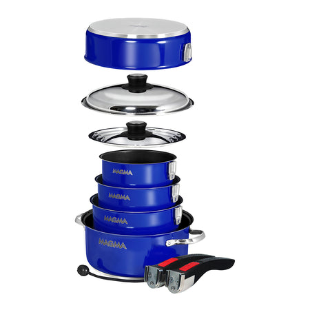 Magma Nestable 10 Piece Induction Non-Stick Enamel Finish Cookware Set - Cobalt Blue A10-366-CB-2-IN — Quality Boat Parts