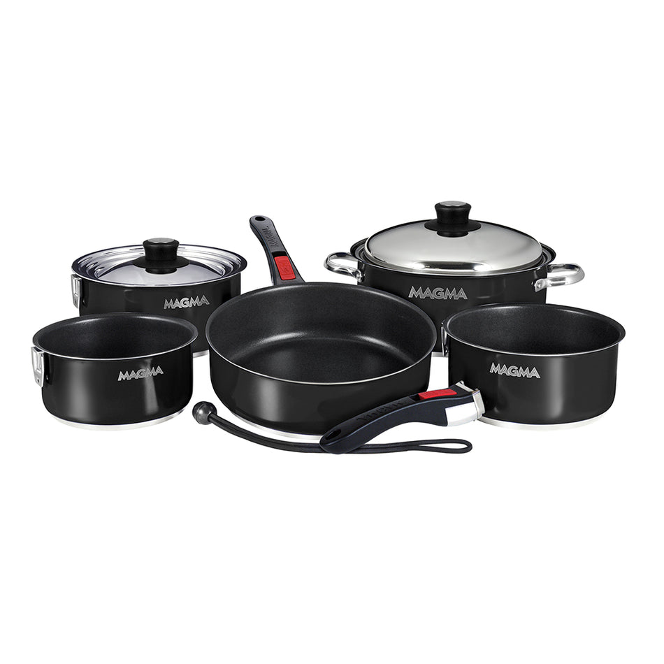 Magma Nestable 10 Piece Induction Non-Stick Enamel Finish Cookware Set - Jet Black A10-366-JB-2-IN — Quality Boat Parts