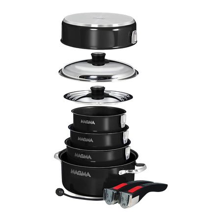 Magma Nestable 10 Piece Induction Non-Stick Enamel Finish Cookware Set - Jet Black A10-366-JB-2-IN — Quality Boat Parts