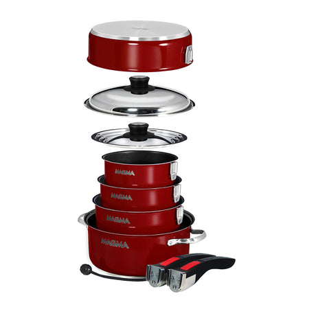 Magma Nestable 10 Piece Induction Non-Stick Enamel Finish Cookware Set - Magma Red A10-366-MR-2-IN — Quality Boat Parts