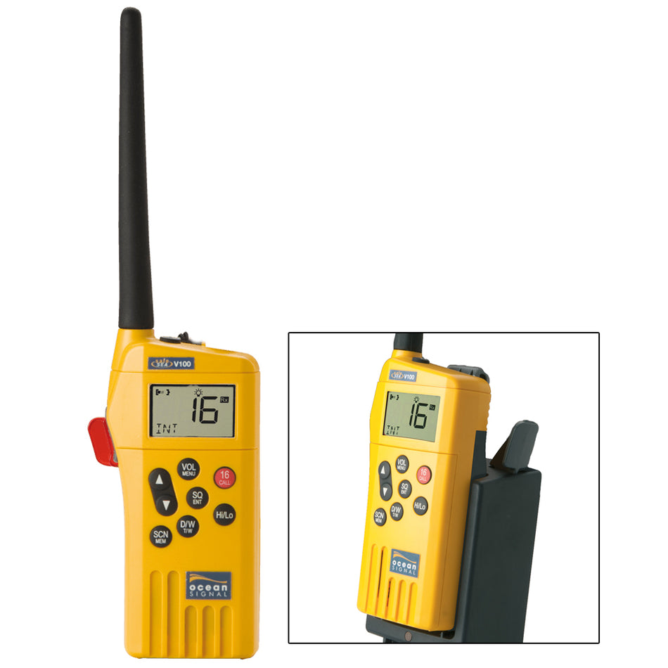 Ocean Signal SafeSea V100 GMDSS VHF Radio - 21 Channels w/Battery Kit 720S-00614 — Quality Boat Parts