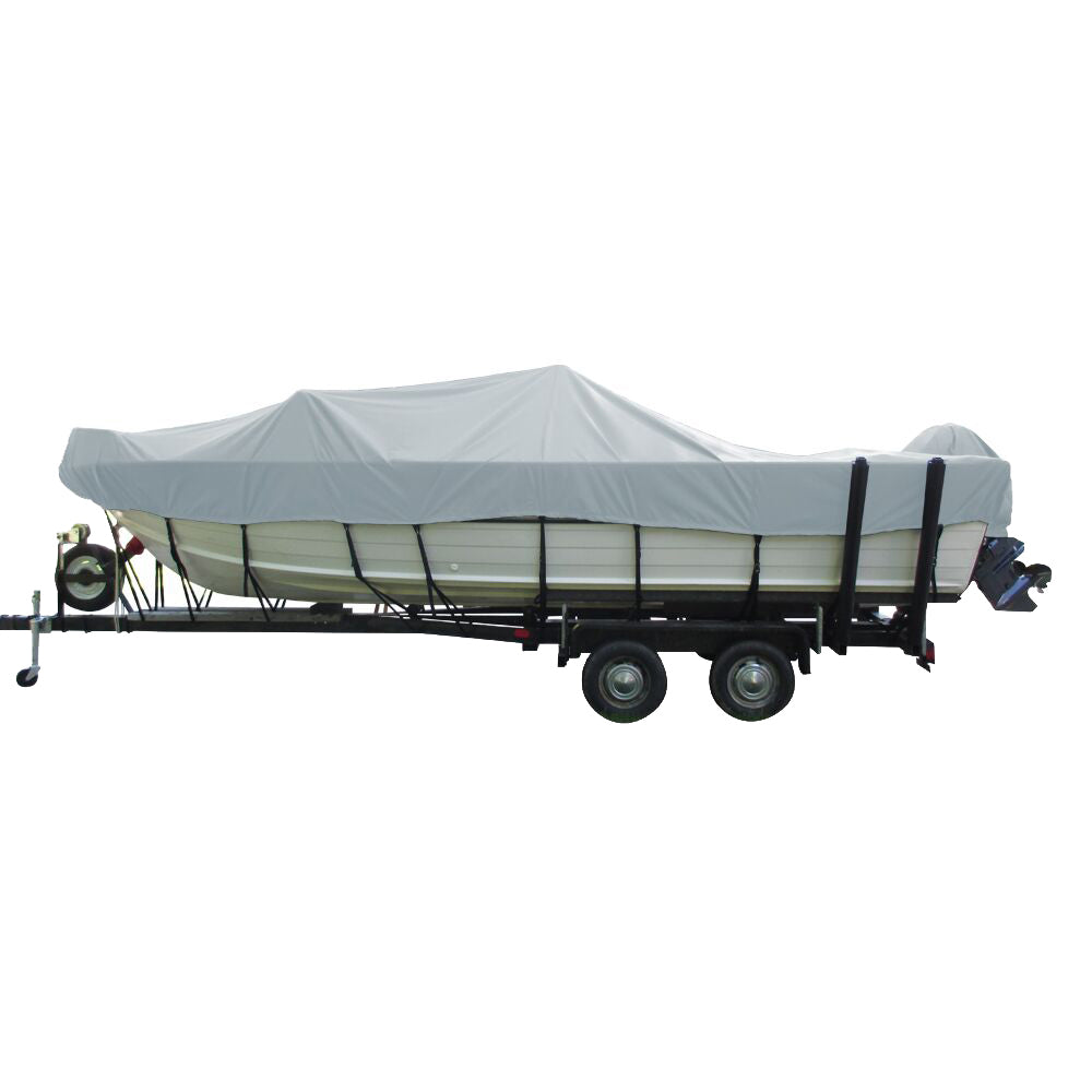 Carver Performance Poly-Guard Wide Series Styled-to-Fit Boat Cover f/18.5' Aluminum V-Hull Boats w/Walk-Thru Windshield - Grey 72318P-10 — Quality Boat Parts