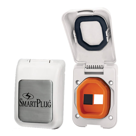 SmartPlug Data Port Case/Inlet Only - White Cover w/One Blank Plug & One Open Port BDBPW — Quality Boat Parts