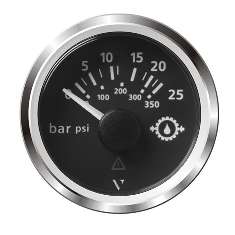Veratron 52MM (2-1/16") ViewLine Transmission Oil Pressure 25 Bar/350 PSI - Black Dial & Chrome Triangular Bezel A2C59514137 — Quality Boat Parts