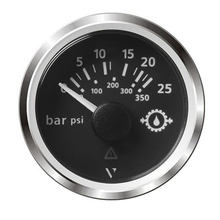 Veratron 52MM (2-1/16") ViewLine Transmission Oil Pressure 25 Bar/350 PSI - Black Dial & Chrome Triangular Bezel A2C59514137 — Quality Boat Parts