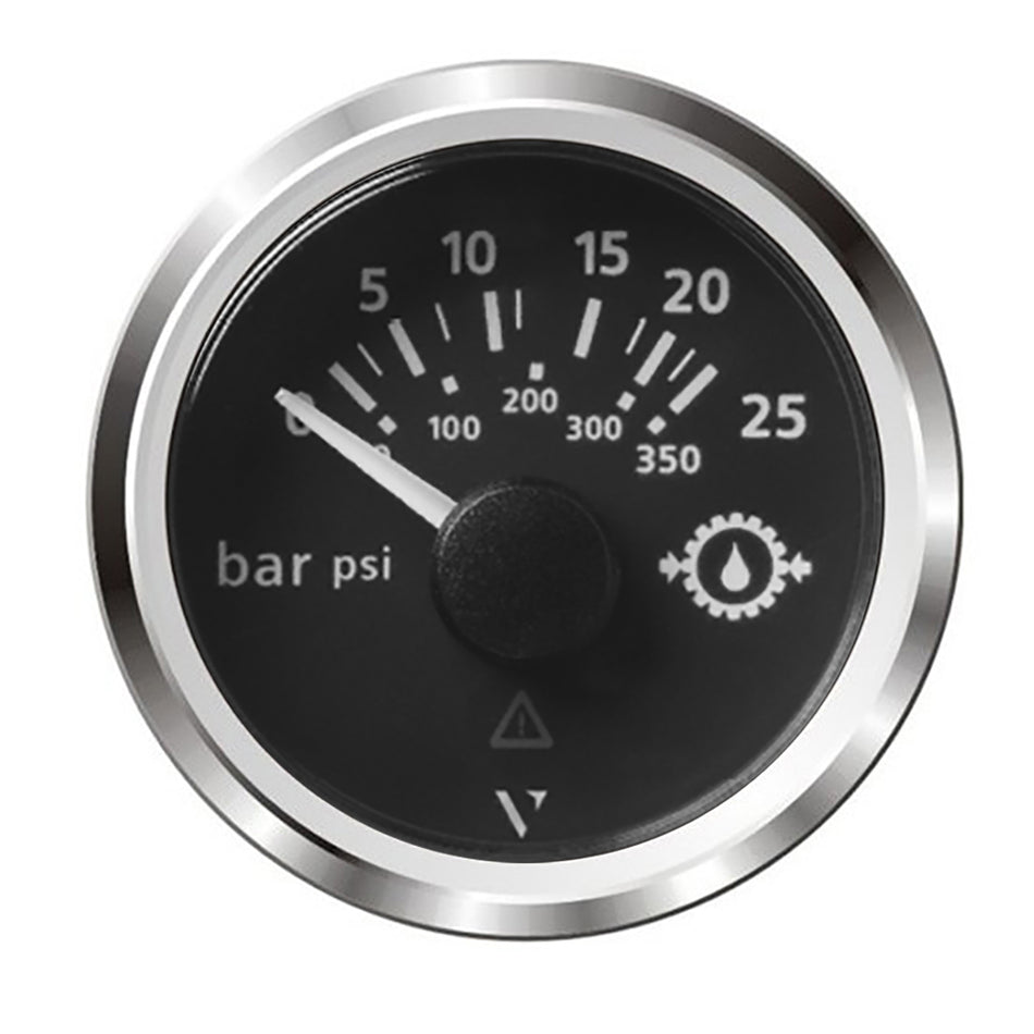 Veratron 52MM (2-1/16") ViewLine Transmission Oil Pressure 25 Bar/350 PSI - Black Dial & Chrome Triangular Bezel A2C59514137 — Quality Boat Parts