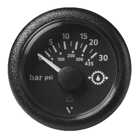 Veratron 52MM (2-1/16") ViewLine Transmission Oil Pressure 30 Bar/435 PSI - Black Dial & Round Bezel A2C59514141 — Quality Boat Parts
