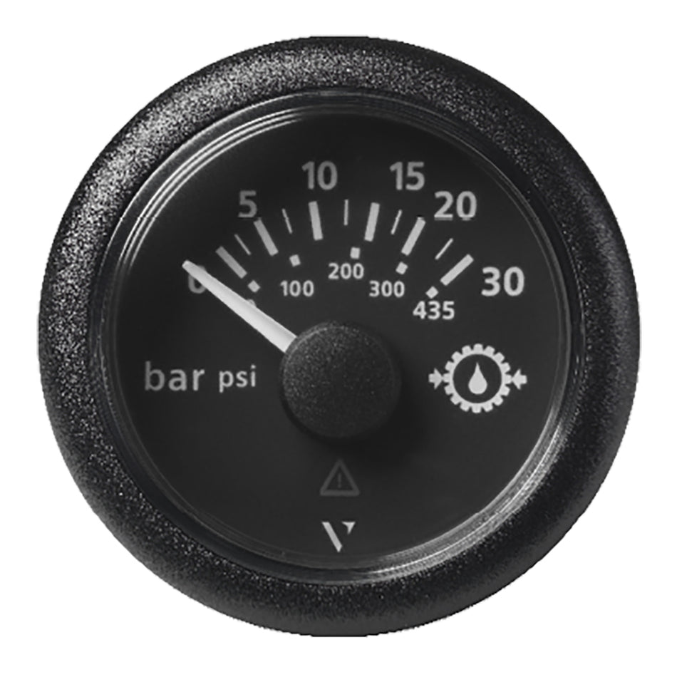 Veratron 52MM (2-1/16") ViewLine Transmission Oil Pressure 30 Bar/435 PSI - Black Dial & Round Bezel A2C59514141 — Quality Boat Parts