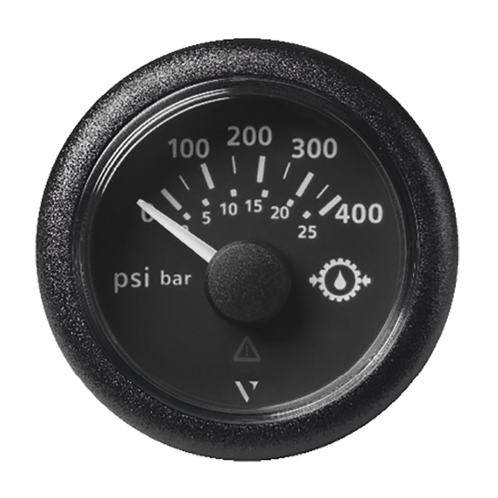 Veratron 2-1/16" (52mm) ViewLine Transmission Oil Pressure 400 PSI/25 Bar - Black Dial & Round Bezel A2C59514145 — Quality Boat Parts