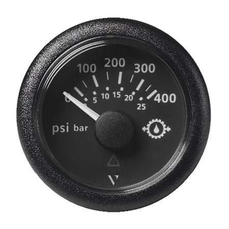 Veratron 2-1/16" (52mm) ViewLine Transmission Oil Pressure 400 PSI/25 Bar - Black Dial & Round Bezel A2C59514145 — Quality Boat Parts