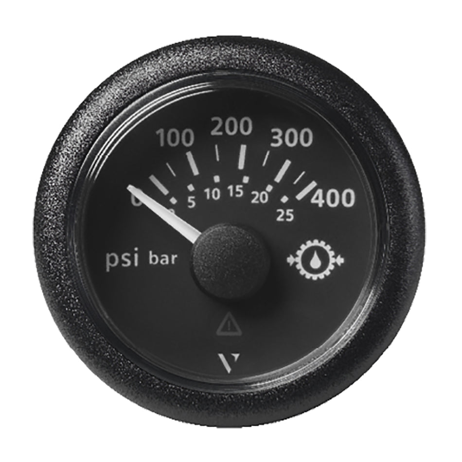 Veratron 2-1/16" (52mm) ViewLine Transmission Oil Pressure 400 PSI/25 Bar - Black Dial & Round Bezel A2C59514145 — Quality Boat Parts