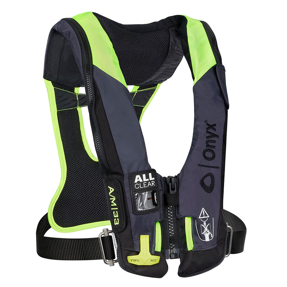 Onyx Impulse A/M 33 All Clear w/Harness Auto/Manual Inflatable Life Jacket - Grey 134300-701-004-21 — Quality Boat Parts