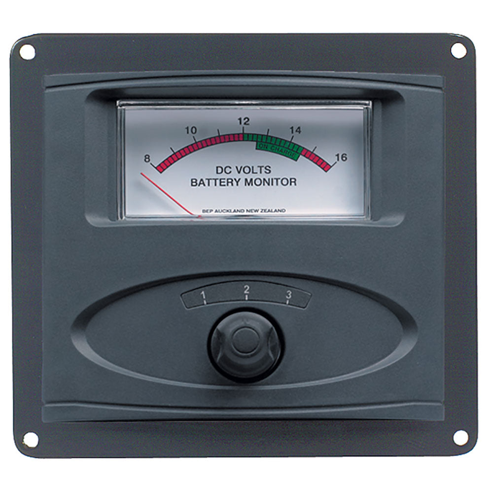 BEP 3 Input Panel Mounted Analog 12V Battery Condition Meter (Expanded Scale 8-16V DC Range) 80-601-0020-00 — Quality Boat Parts