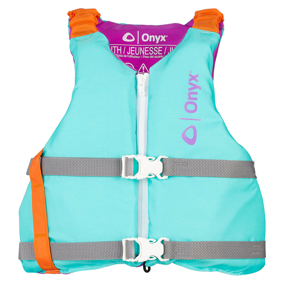 Onyx Youth Universal Paddle Vest - Aqua 121900-505-002-21 — Quality Boat Parts