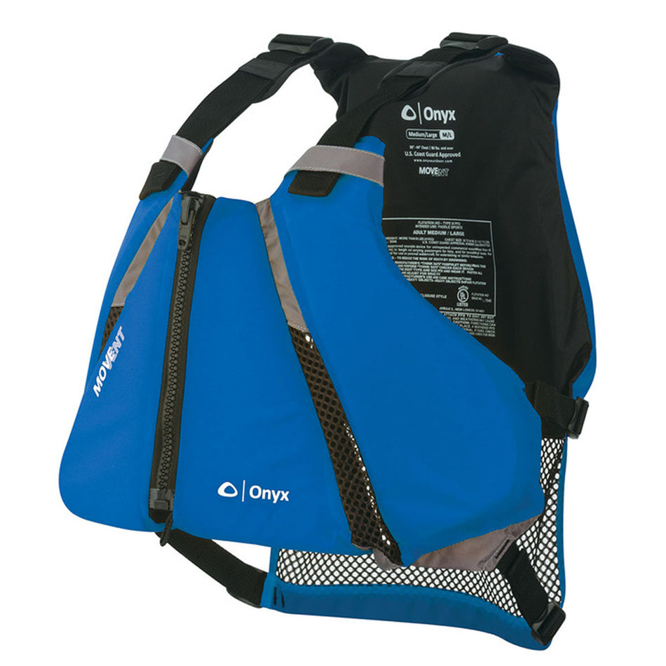 Onyx MoveVent Curve Paddle Sports Life Vest - XL/2X - Blue 122000-500-060-16 — Quality Boat Parts