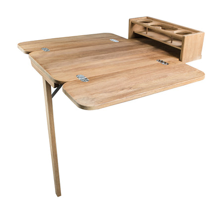 Whitecap Cockpit Table w/Folding Leaves & 4 Cupholders - Teak 61392C — Quality Boat Parts