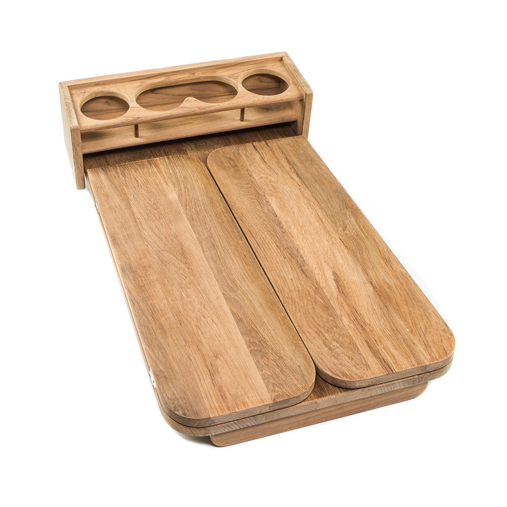 Whitecap Cockpit Table w/Folding Leaves & 4 Cupholders - Teak 61392C — Quality Boat Parts
