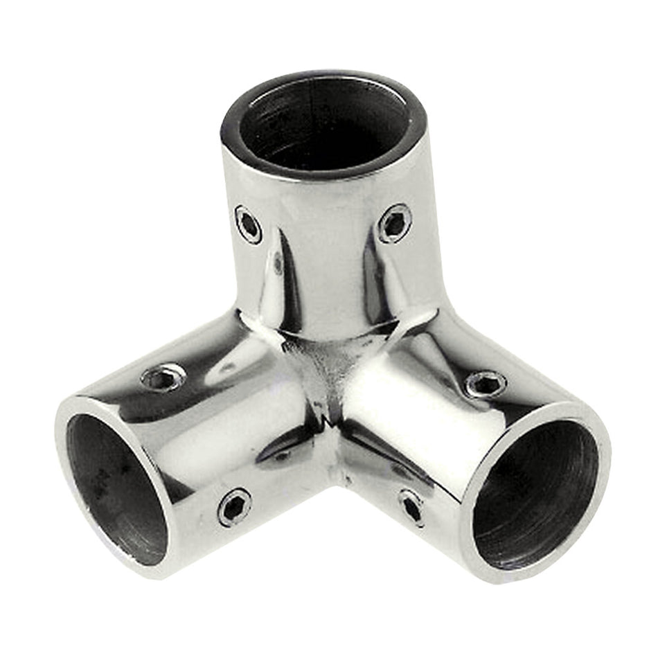 Whitecap 1" O.D. SS 3-Way Corner Fitting 6146C — Quality Boat Parts