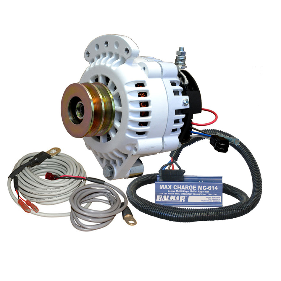 Balmar Alternator 100 AMP Kit 12V 1-2" Single Foot Spindle Mount Dual Vee Pulley Regulator & Temp Sensor 621-VUP-MC-100-DV — Quality Boat Parts