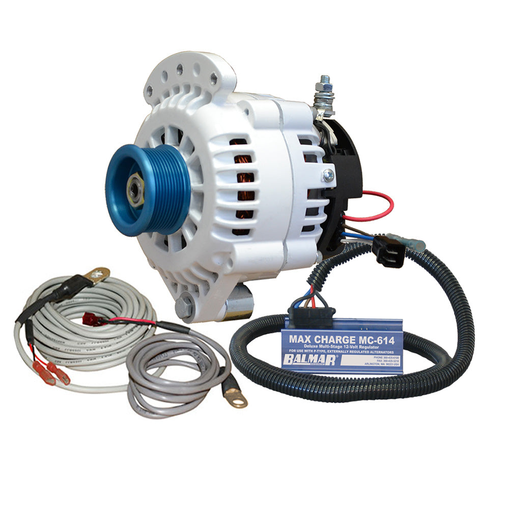 Balmar Alternator 120 AMP Kit 12V 1-2" Single Foot Spindle Mount J10 Pulley Regulator & Temp Sensor 621-VUP-MC-120-J10 — Quality Boat Parts