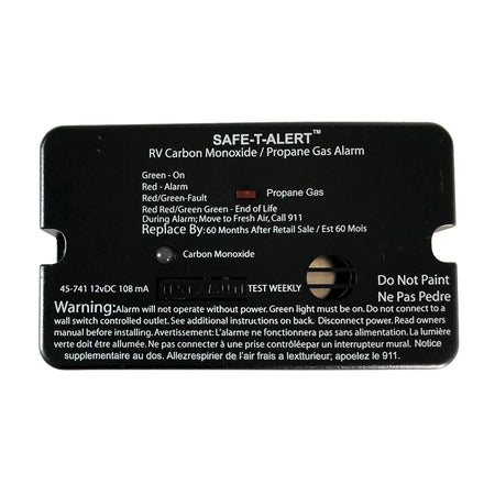 Safe-T-Alert 45-Series Combo Carbon Monoxide Propane Alarm Surface Mount - Black 45-741-BL — Quality Boat Parts