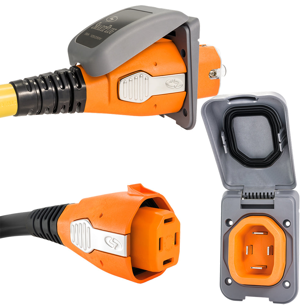 SmartPlug 50 AMP Inlet & Female Cord Connector Combo - Grey B50ASSYPG — Quality Boat Parts