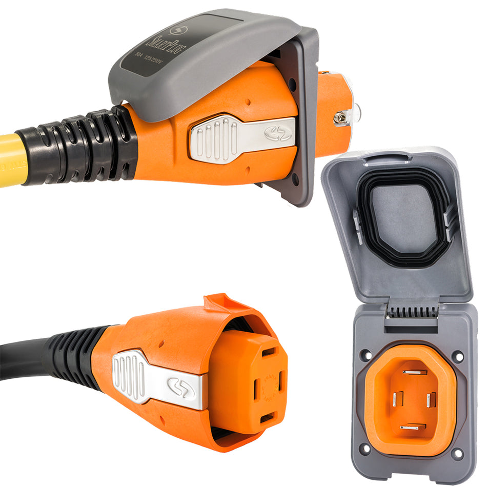SmartPlug 50 AMP Inlet & Female Cord Connector Combo - Grey B50ASSYPG — Quality Boat Parts