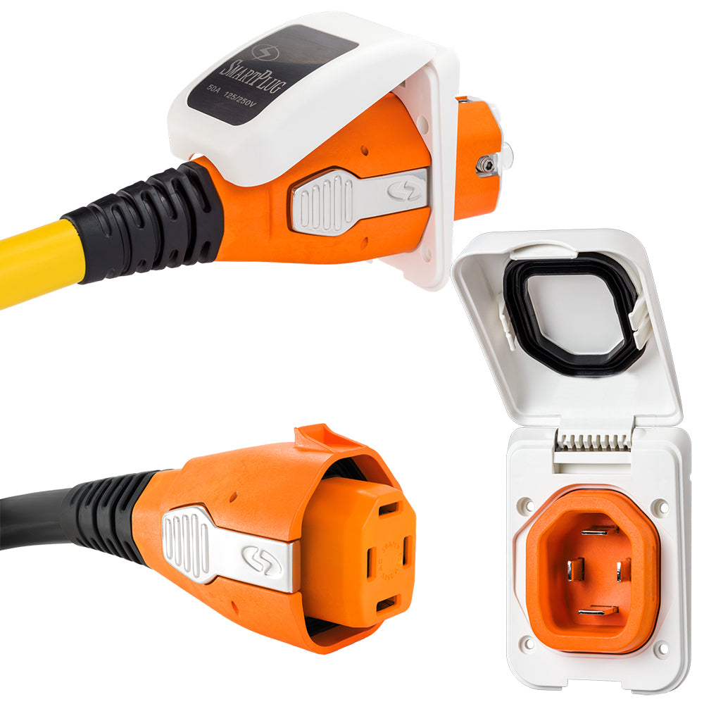 SmartPlug 50 AMP Inlet & Female Cord Connector Combo - White B50ASSYPW — Quality Boat Parts