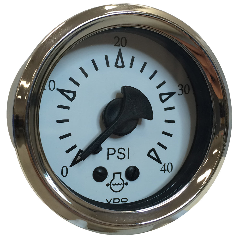 VDO Cockpit Marine 52MM (2-1/16") Mechanical Water Pressure Gauge - White Dial/Chrome Bezel 150-15283 — Quality Boat Parts