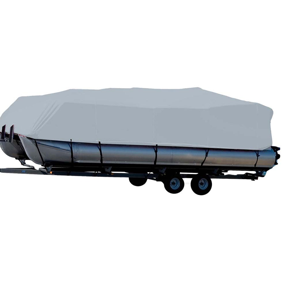 Carver Sun-DURA® Styled-to-Fit Boat Cover f/24.5' Pontoons w/Bimini Top & Partial Rails - Grey 77624S-11 — Quality Boat Parts