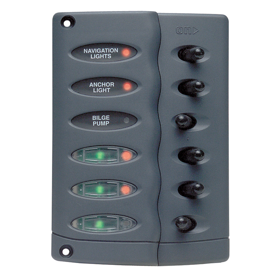 BEP Contour Switch Panel - Waterproof 6 Way w/PTC Fusing CSP6-PTC — Quality Boat Parts