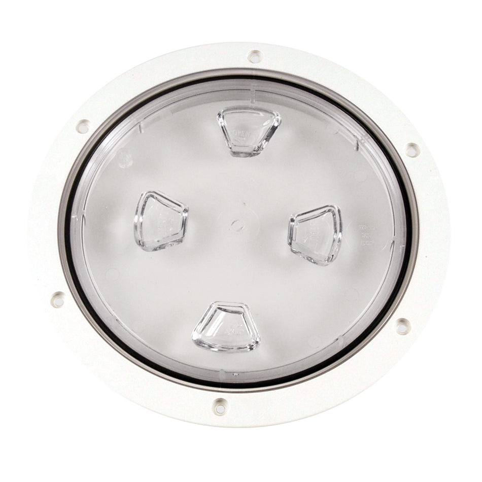 Beckson 8" Clear Center Screw-Out Deck Plate - White DP80-W-C — Quality Boat Parts