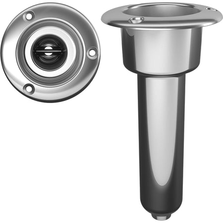 Mate Series Stainless Steel 0° Rod & Cup Holder - Drain - Round Top C1000D — Quality Boat Parts
