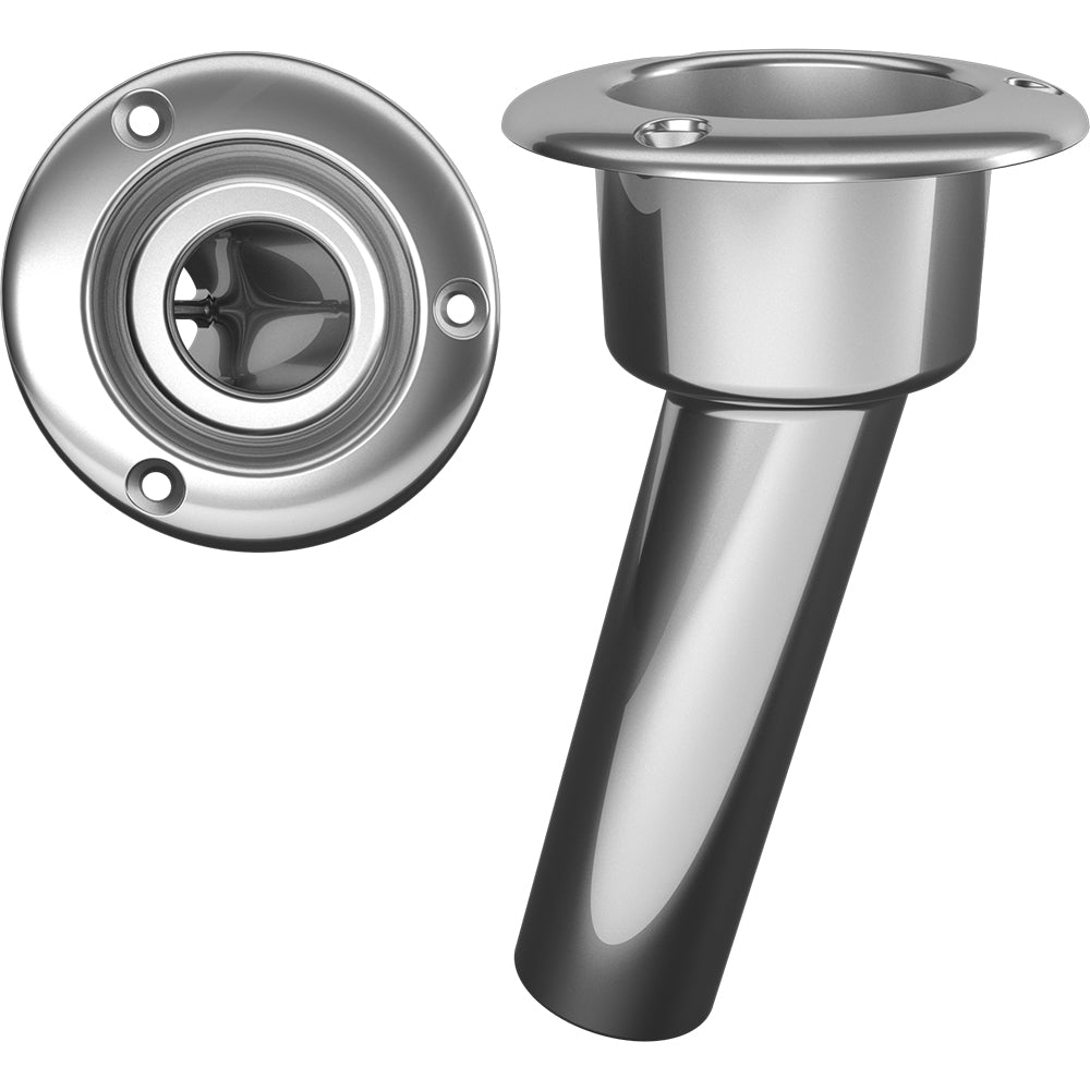 Mate Series Stainless Steel 15° Rod & Cup Holder - Open - Round Top C1015ND — Quality Boat Parts