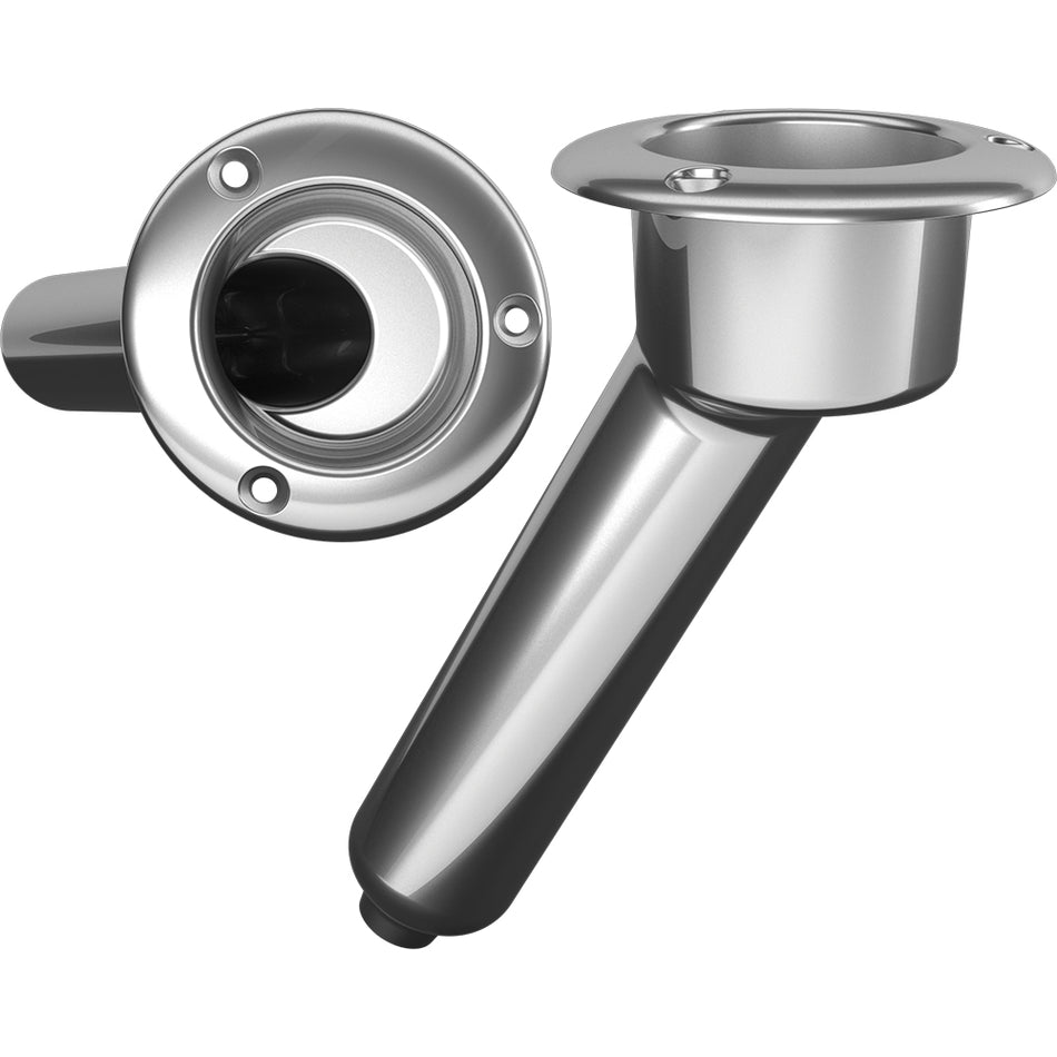 Mate Series Stainless Steel 30° Rod & Cup Holder - Drain - Round Top C1030D — Quality Boat Parts
