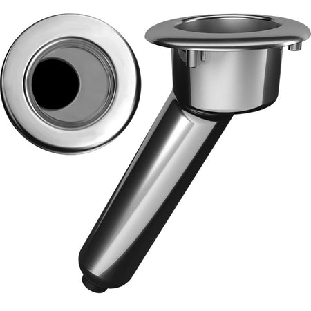 Mate Series Elite Screwless Stainless Steel 30° Rod & Cup Holder - Drain - Round Top C1030DS — Quality Boat Parts