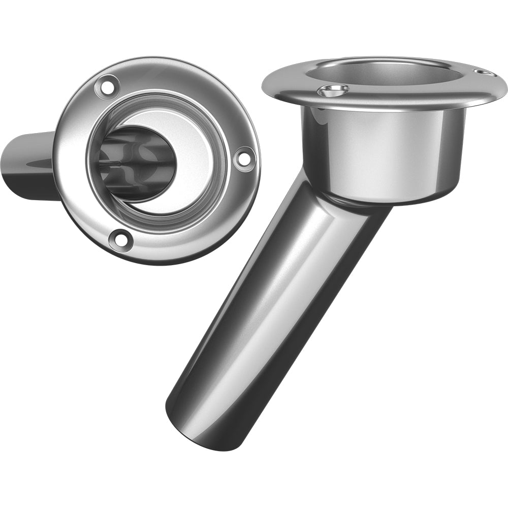 Mate Series Stainless Steel 30° Rod & Cup Holder - Open - Round Top C1030ND — Quality Boat Parts