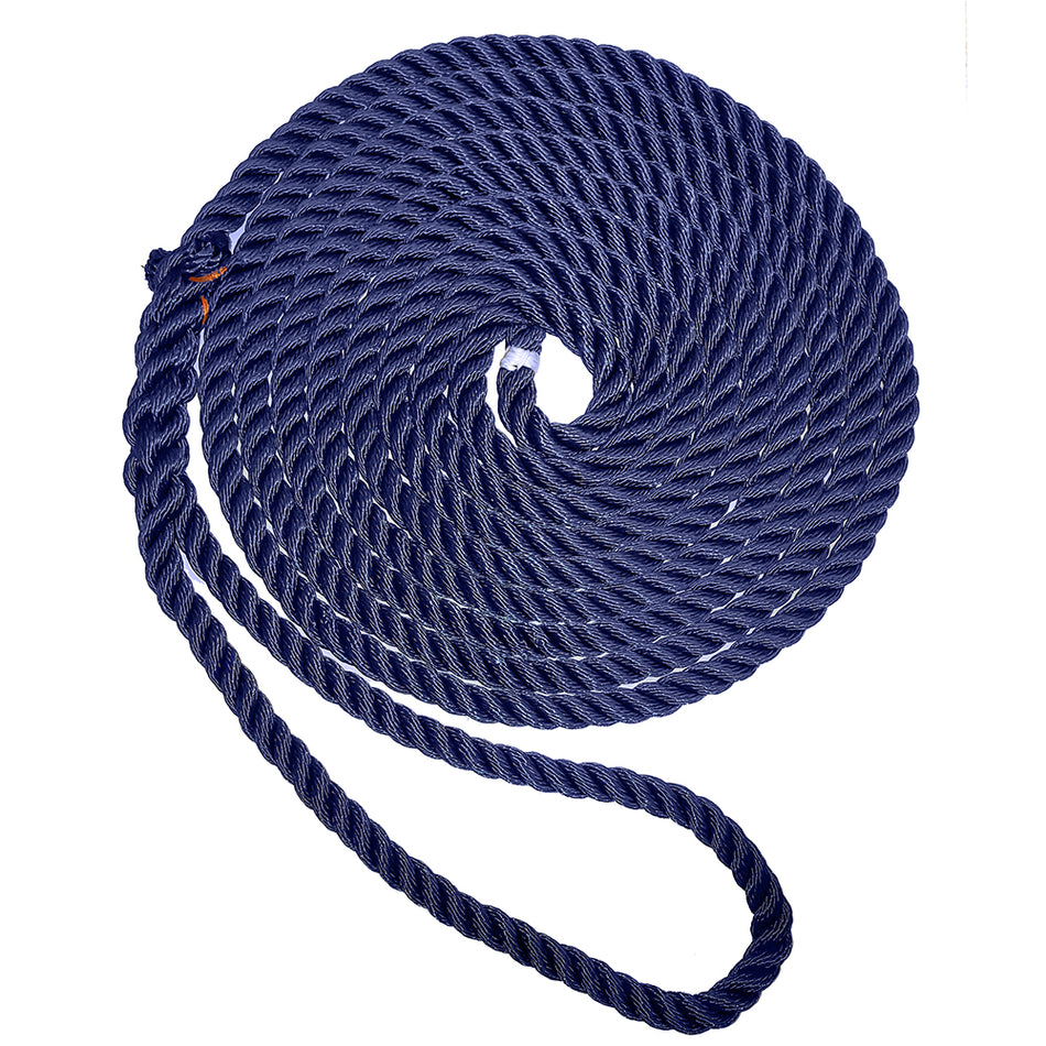 New England Ropes 5/8" Premium 3-Strand Dock Line - Navy Blue - 35' C6053-20-00035 — Quality Boat Parts